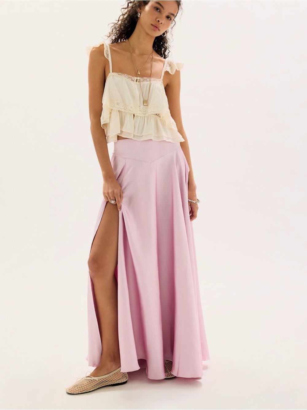 NWT free people chilco maxi skirt size 0 in lilac bloom pink